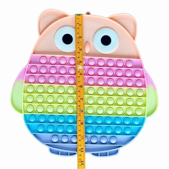 Pop It Bundle of 3 Sensory Colorful Cute Silicone Fidget Toys Owl Circle Square. - Picture 3 of 7